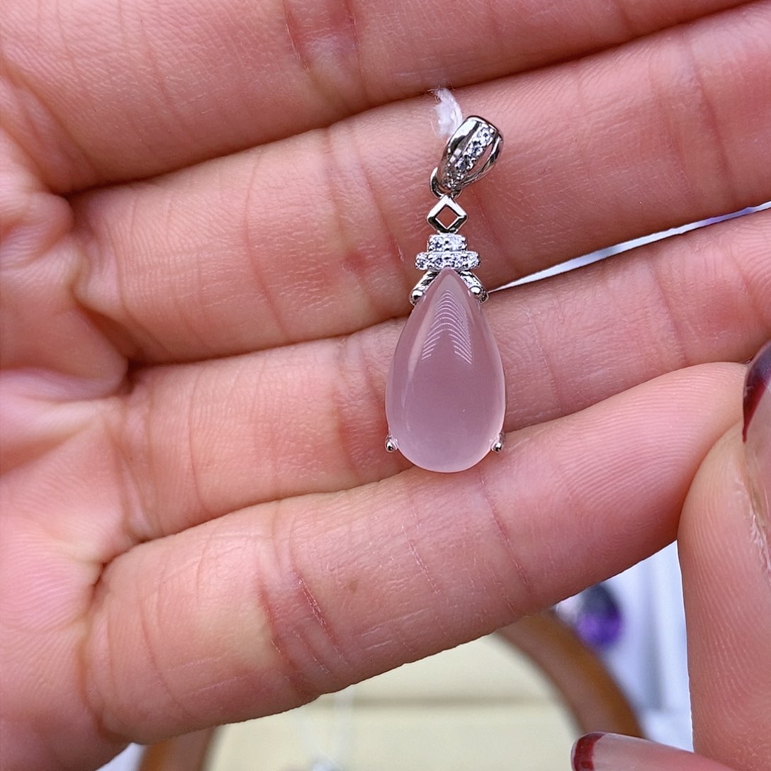 芙蓉石纯天然无优化粉水晶x银S925镶嵌