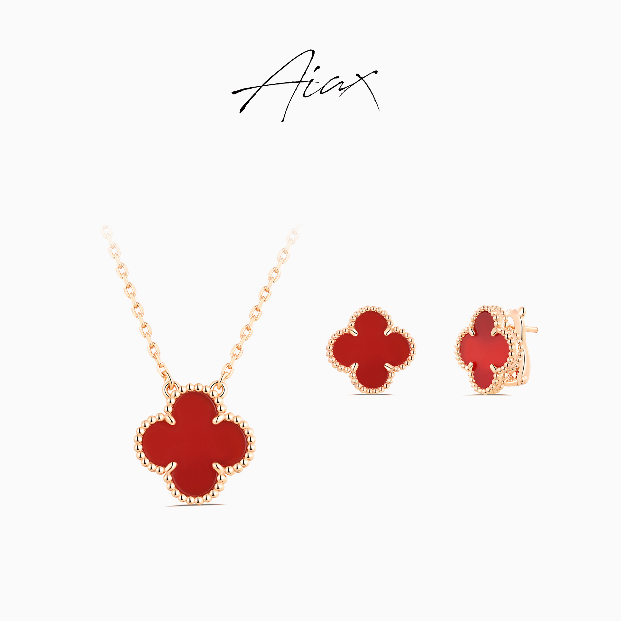 AIAX 925银流光风 【阿罕布拉】蛇年百搭复古幸运四叶项链TSJ9414