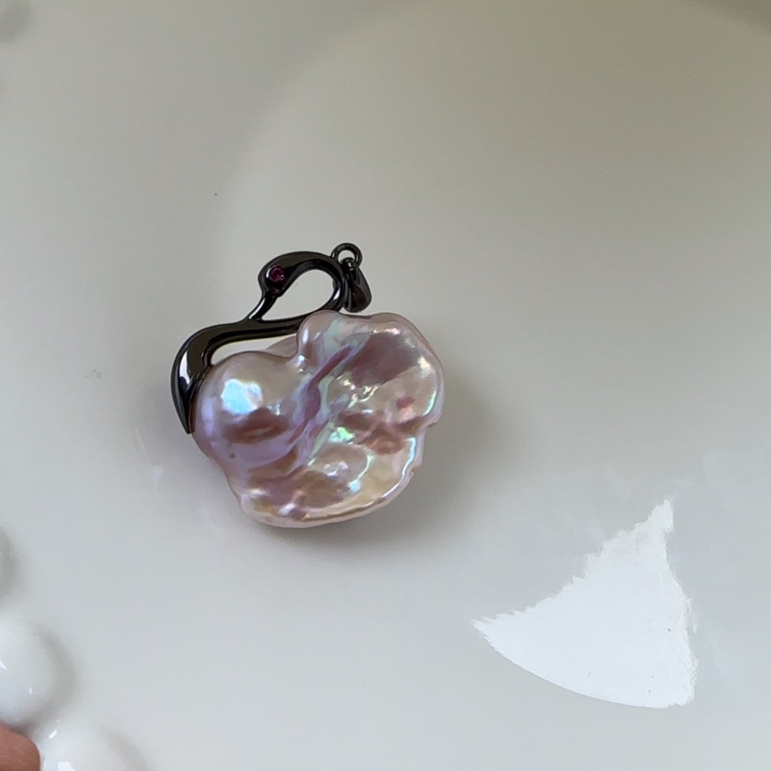 银S925镶嵌淡水珍珠吊坠(不含链)