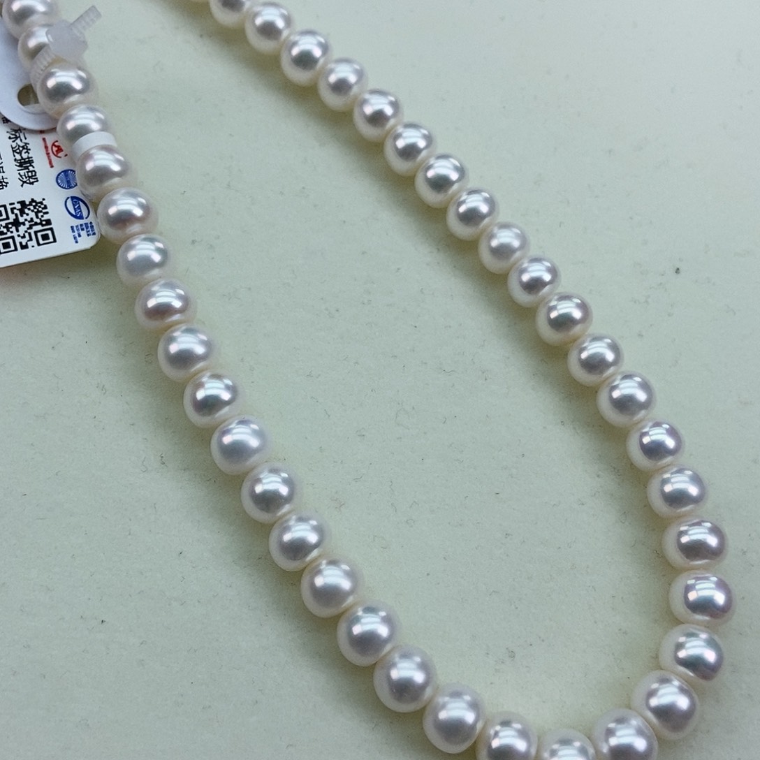 淡水珍珠7.5-8.5极光白炫彩面包珠银S925镶嵌