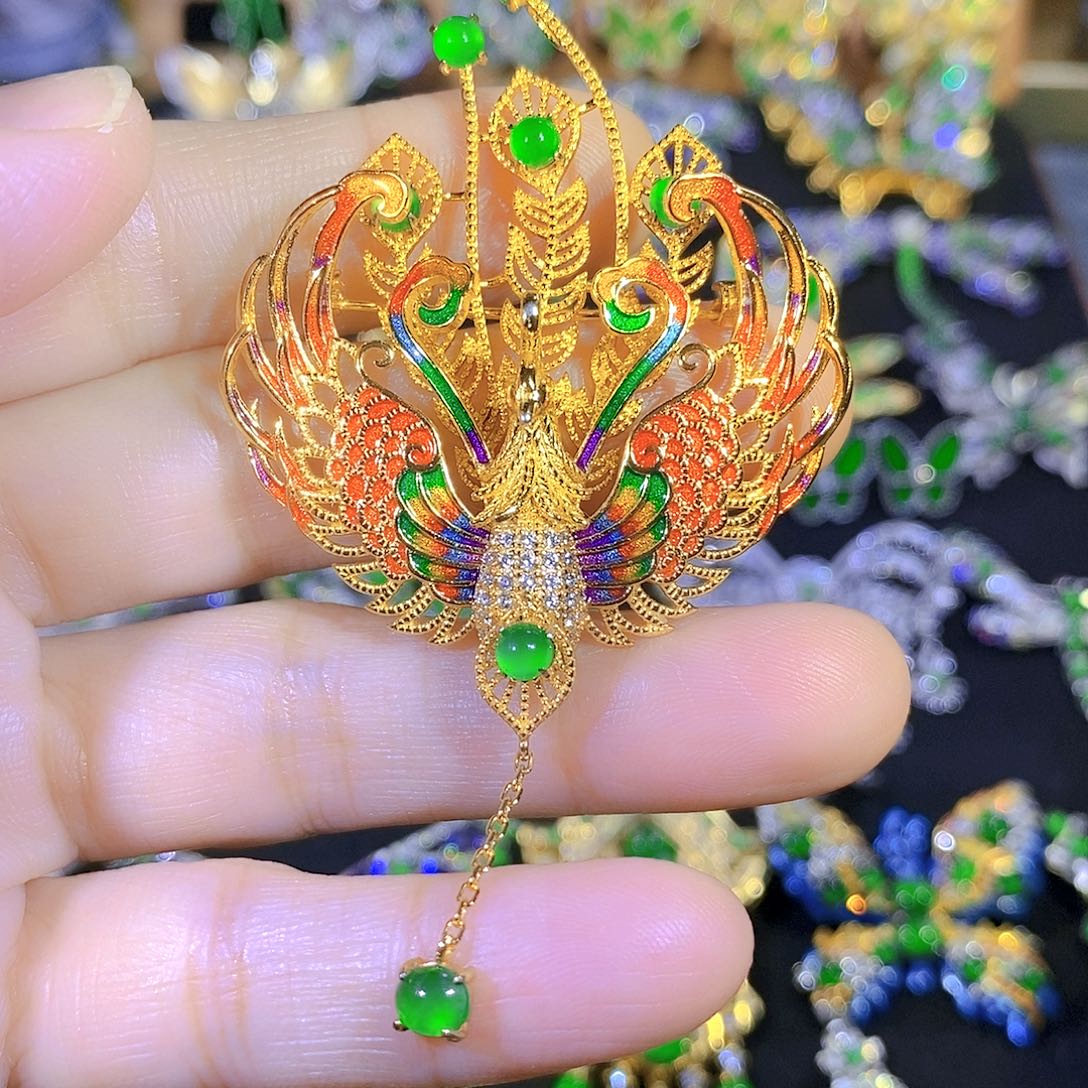 吊坠(不含链)银S925镶嵌翡翠