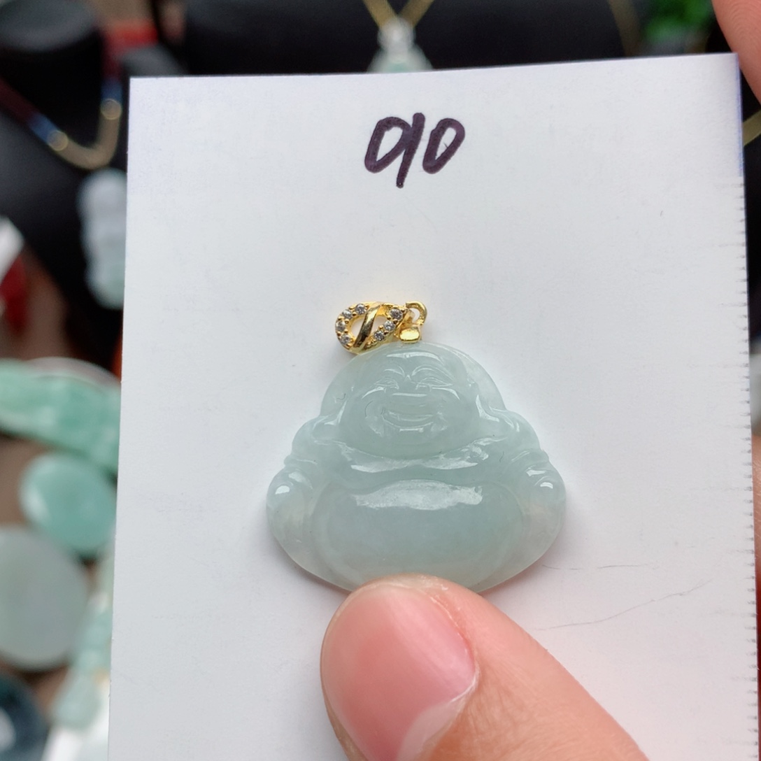 翡翠颈饰银S925镀金镶嵌吊坠