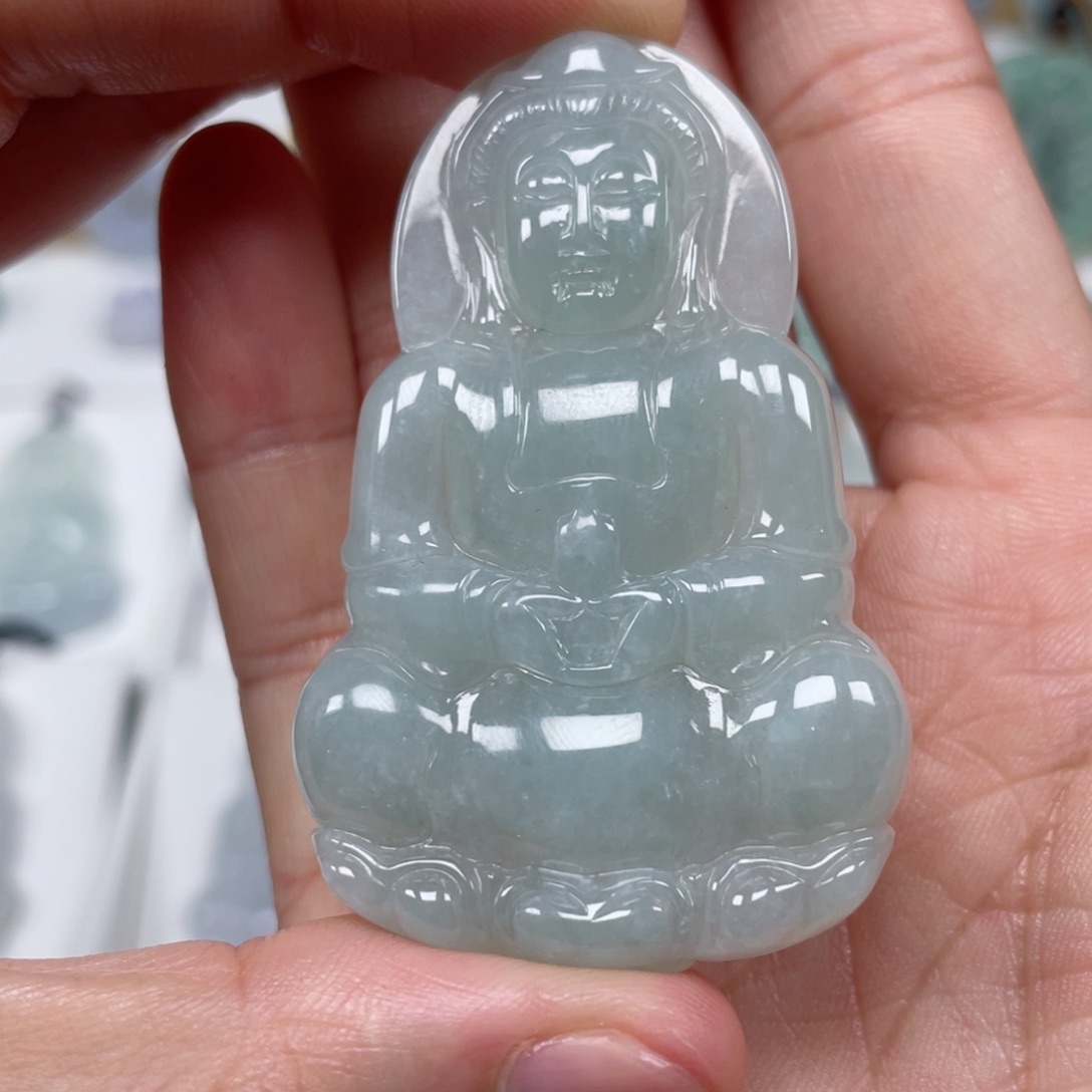 翡翠颈饰未镶嵌天然翡翠A货观音58号