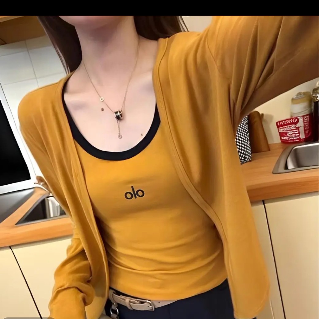 秋季时尚百搭长袖与字母背心秋款上衣两件痞帅炸街风女装