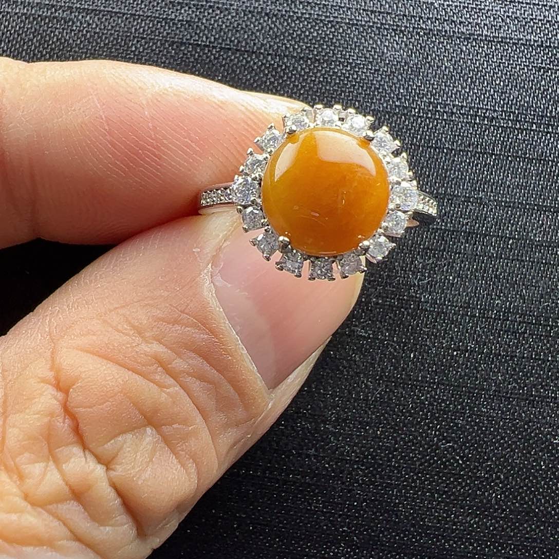 翡翠戒指银S925镶嵌翡翠