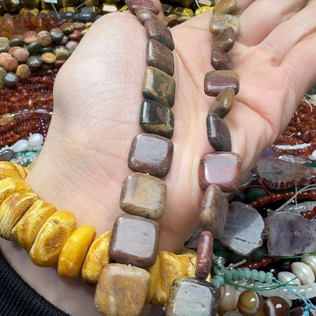 玛瑙/玉髓合金珠宝半成品一条14mm毕加索