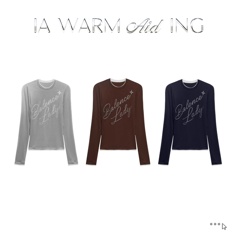 IA WARM AID ING 假两件水钻羊毛莱赛尔打底衫