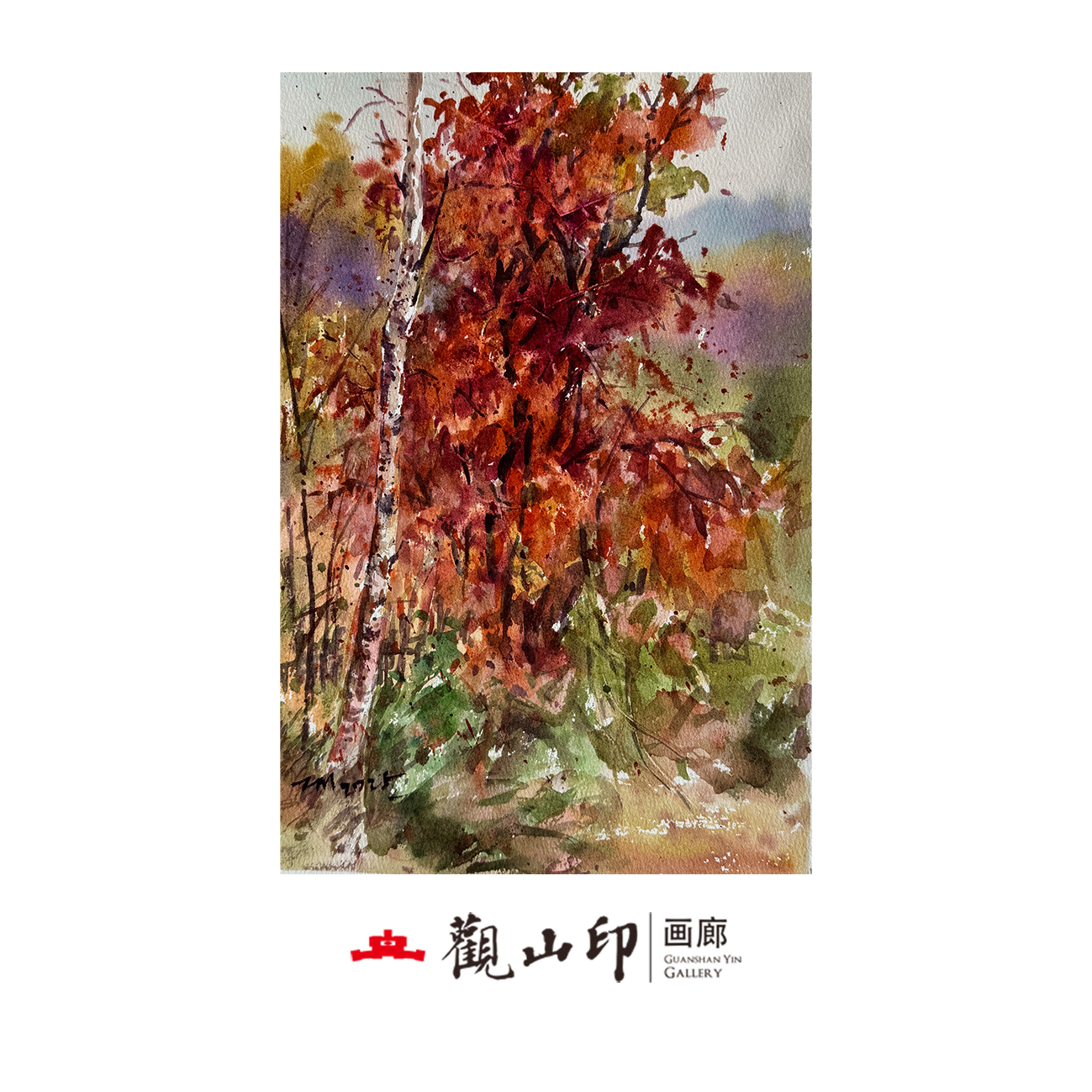 赵民原创手绘22×34cm客厅玄关卧室书水彩作品1228