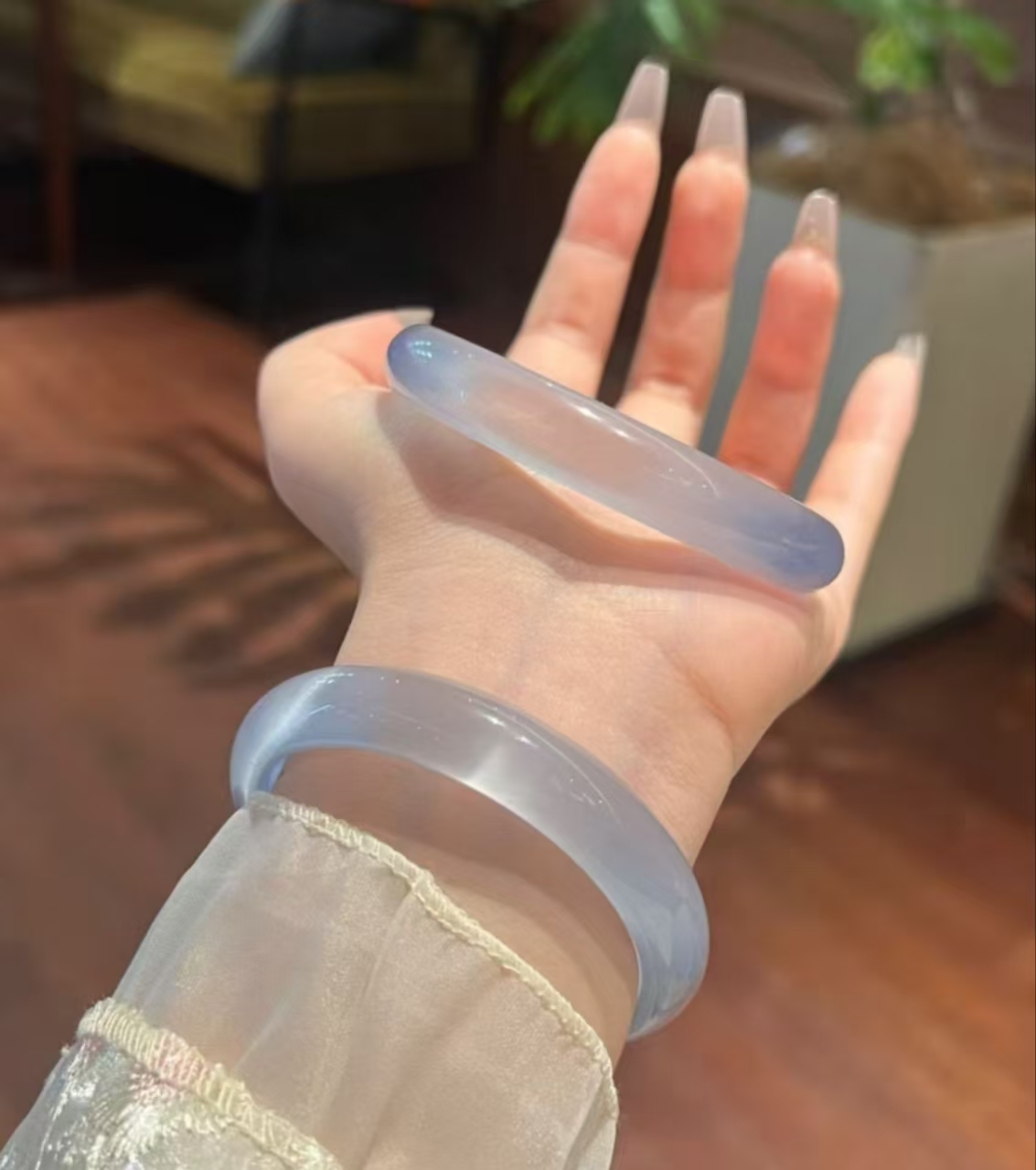 非金属仿水晶手镯 高冰高透冰冰蓝手镯