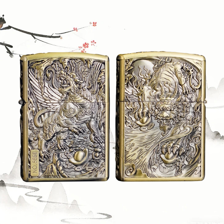 ZORRO佐罗貔貅青铜双面重工浮雕防风打火机无油L