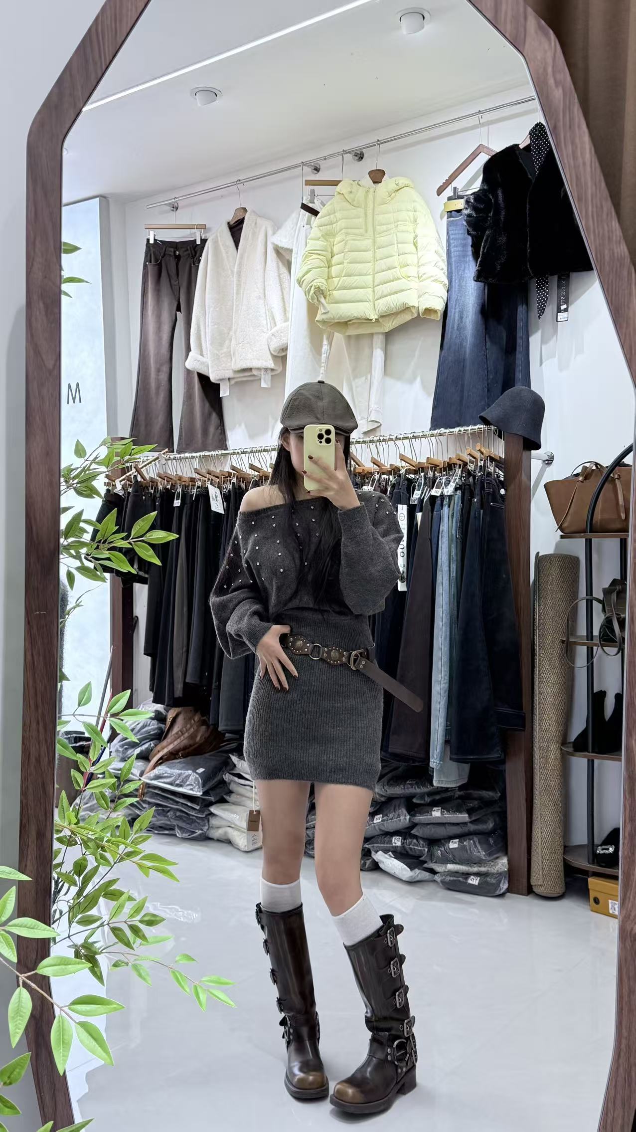 斜肩针织不褪色夏季连衣裙包臀裙女装短裙休闲秋季