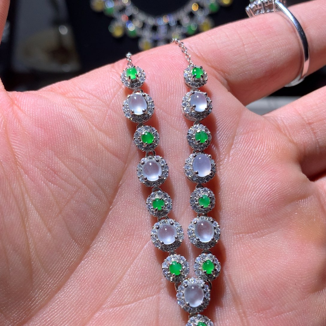 翡翠银S925镶嵌耳饰8