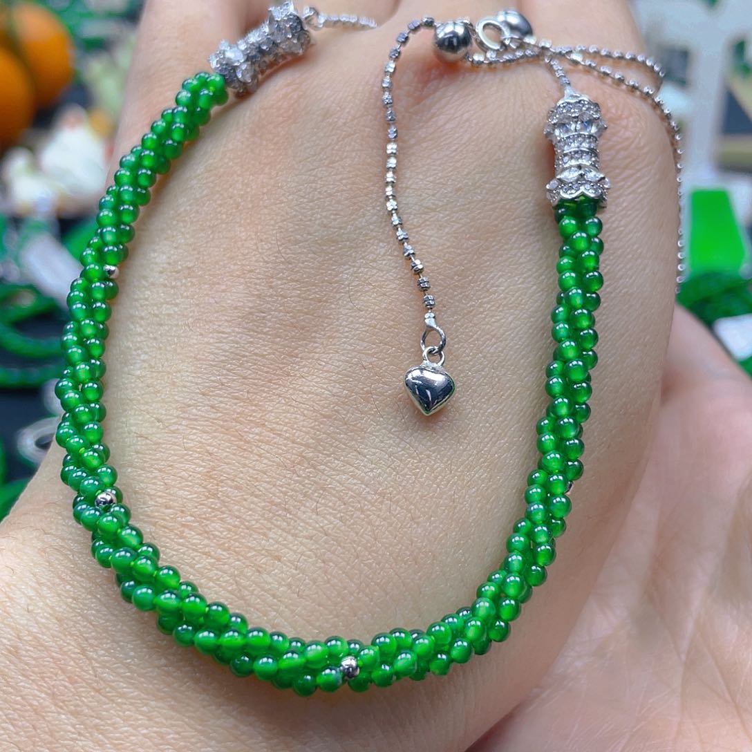 翡翠手串未镶嵌天然A货翡翠小米辣多用款