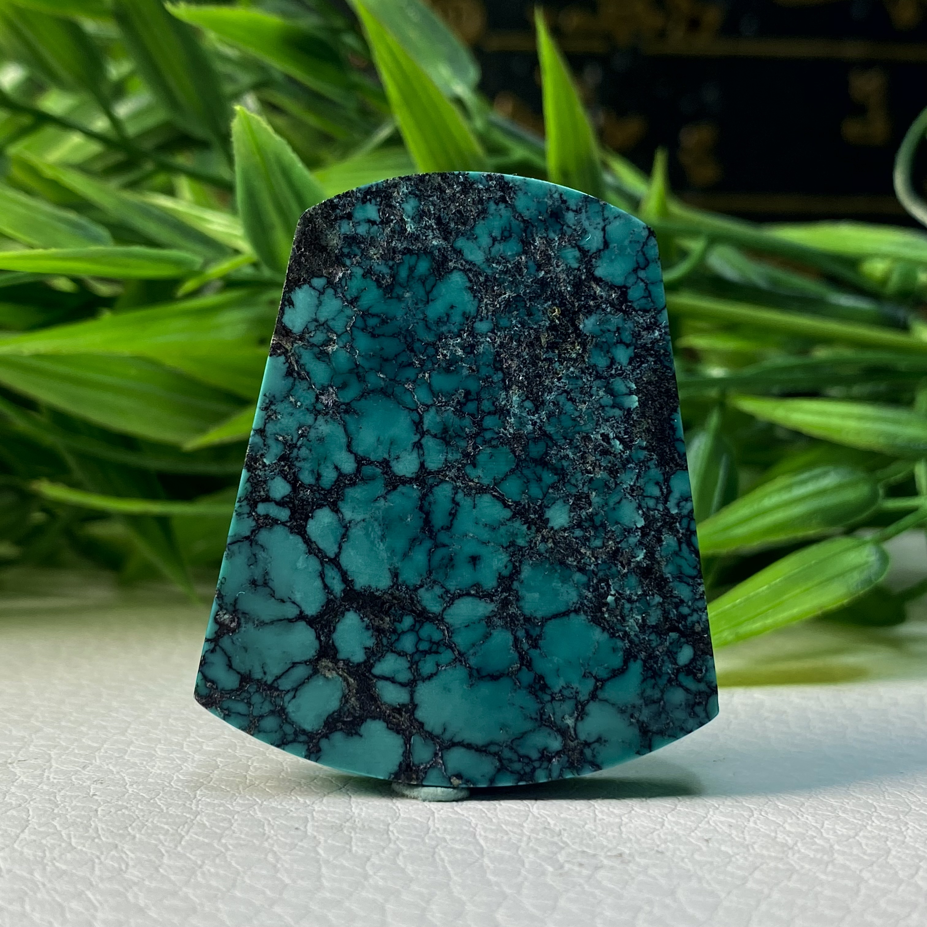 天然原矿真绿松石平安无事牌吊坠35*42*6mm重18.8克高瓷地大质检