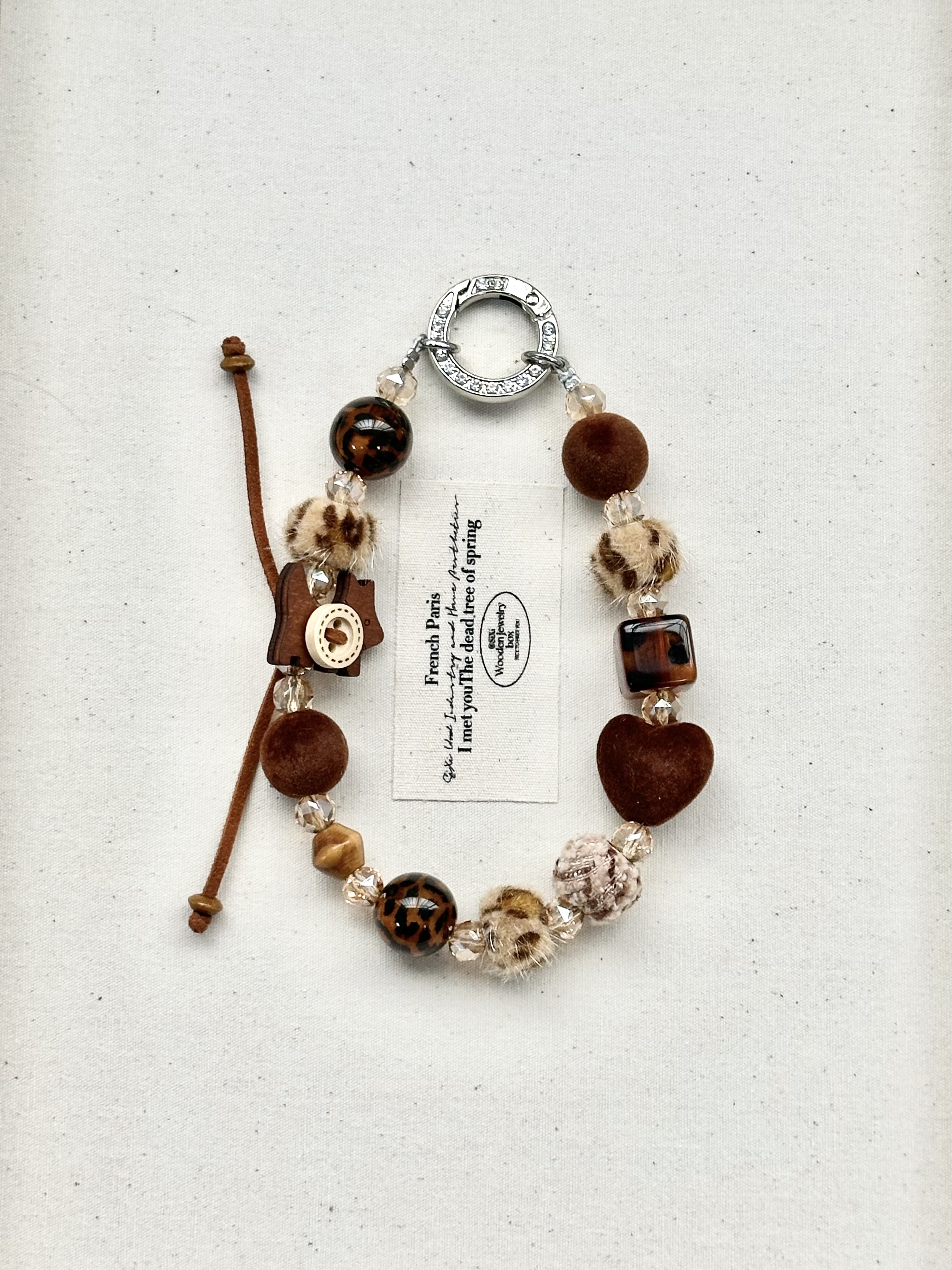 新款豹纹小狗手机链短链手工短款创意可爱女款