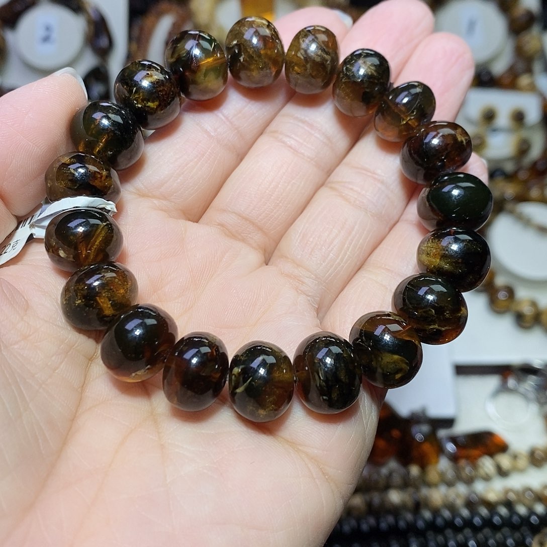 琥珀未镶嵌裸石蜡花13m