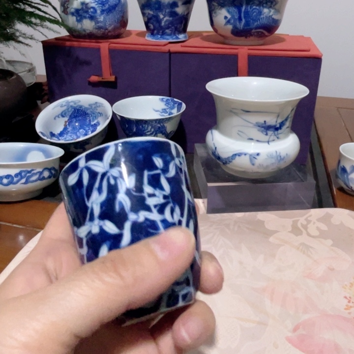 青花兰花闻香杯杯微瑕