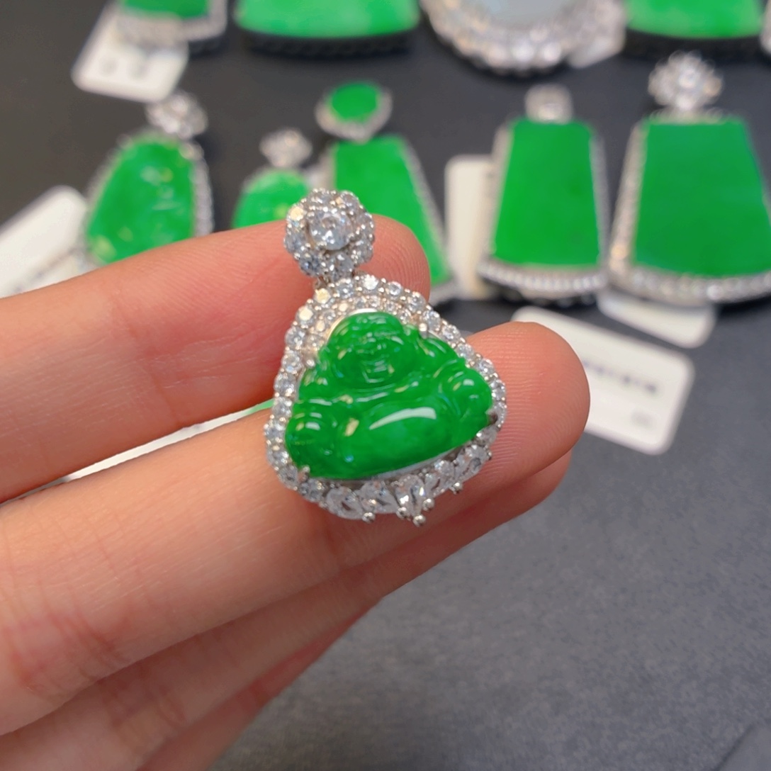 翡翠银S925镶嵌颈饰