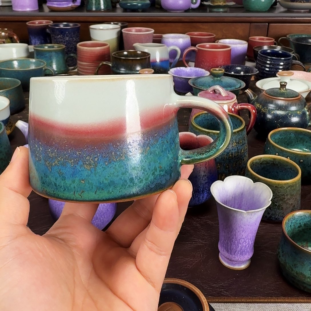 铜绿釉马克杯咖啡杯