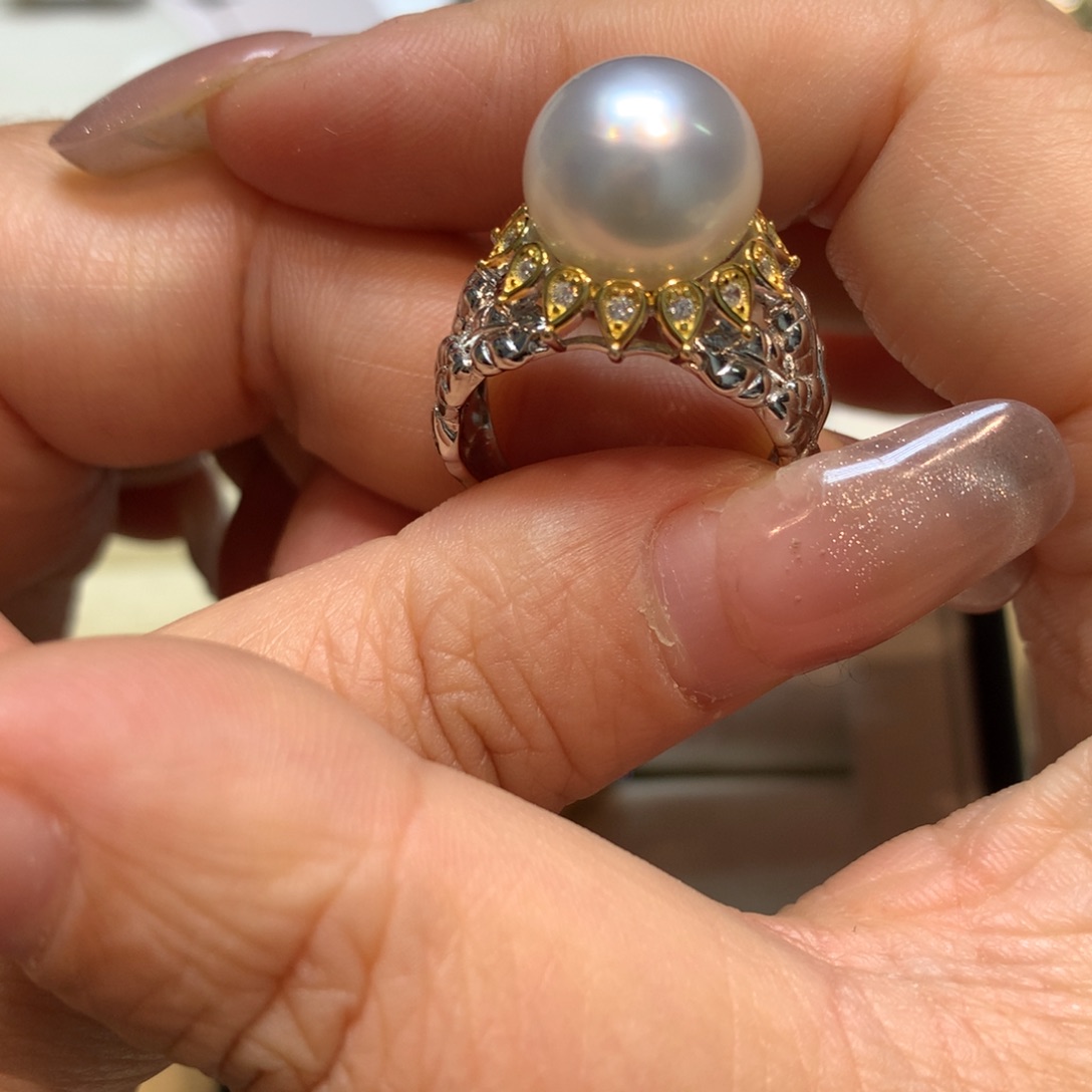 海水珍珠戒指银S925镶嵌