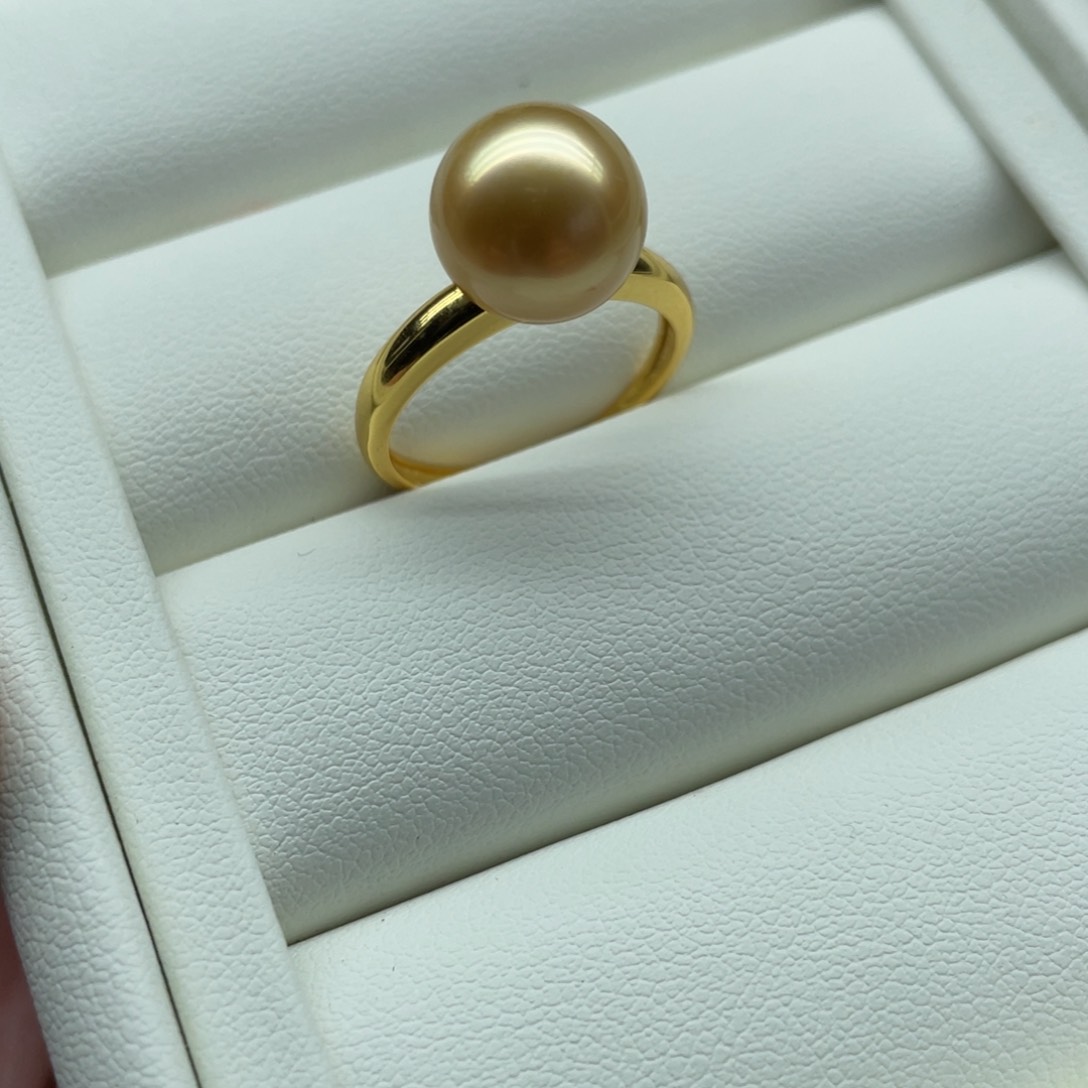 海水珍珠戒圈银S925镶嵌10-11mm