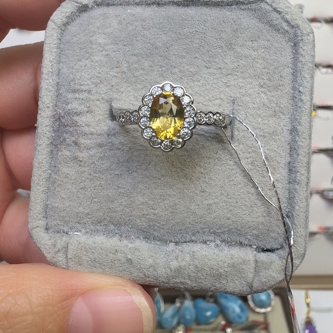 戒指银S925镶嵌黄晶