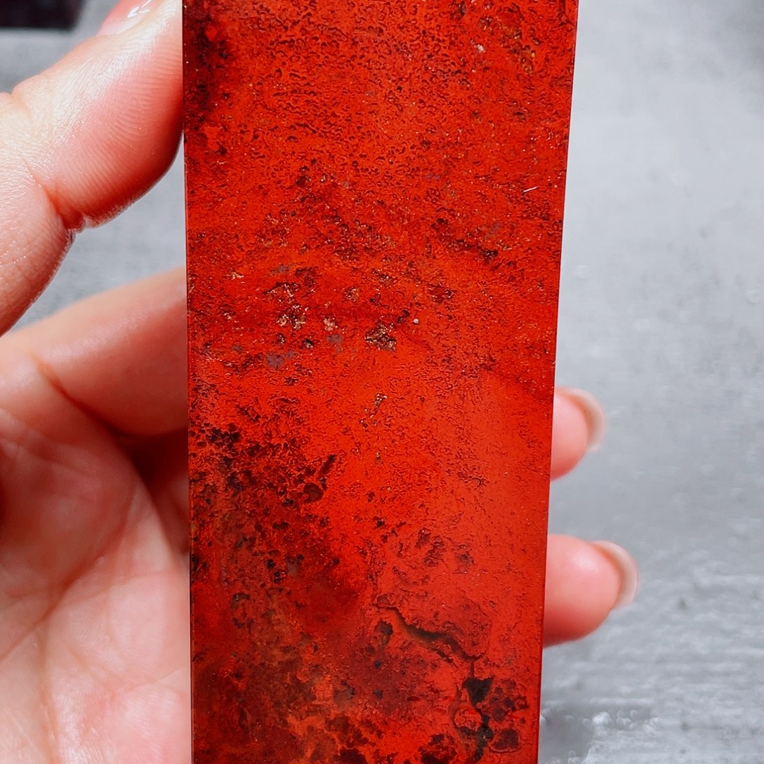 玉桂林鸡血玉印章镇尺36