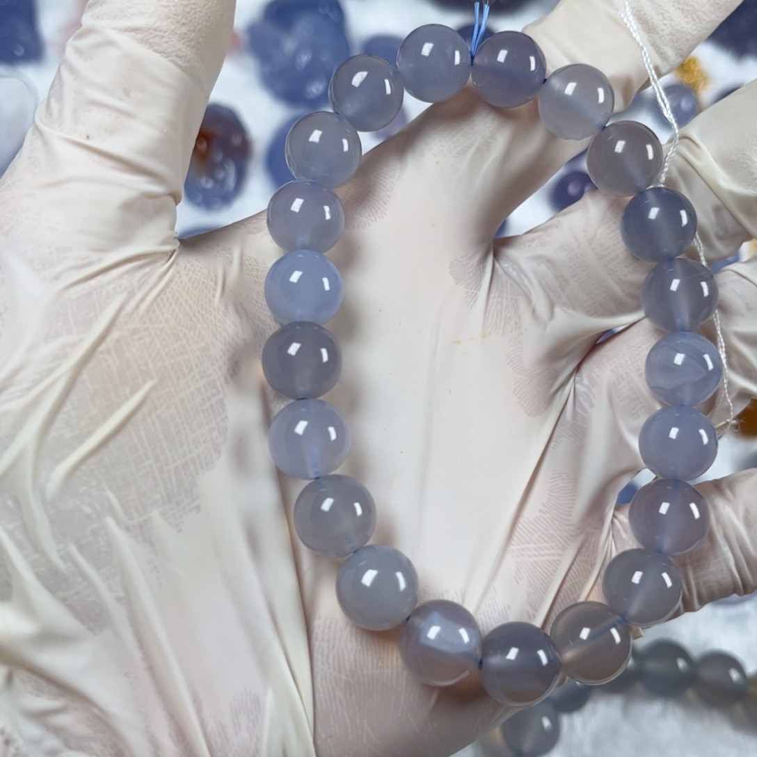 玛瑙/玉髓手链未镶嵌蓝玛瑙手串