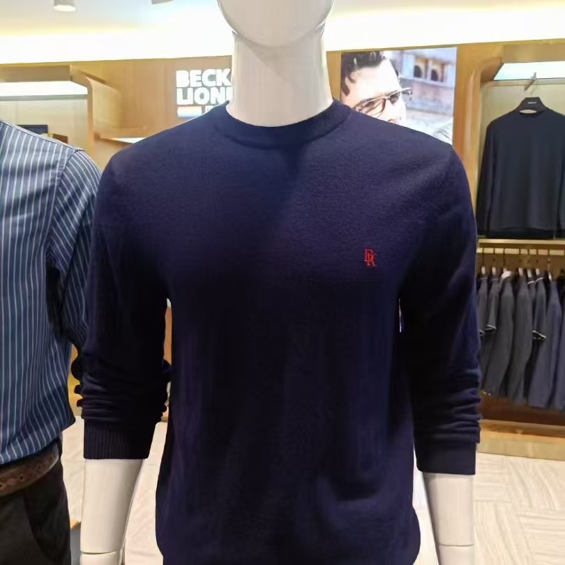 贝克狮丹男款圆领套头羊毛衫
