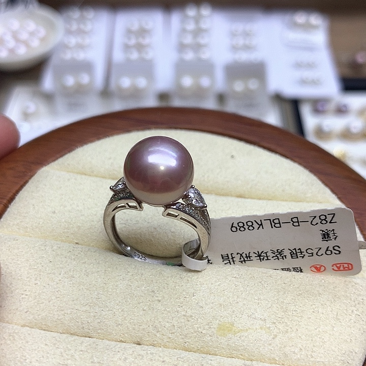 银S925镶嵌戒指淡水珍珠