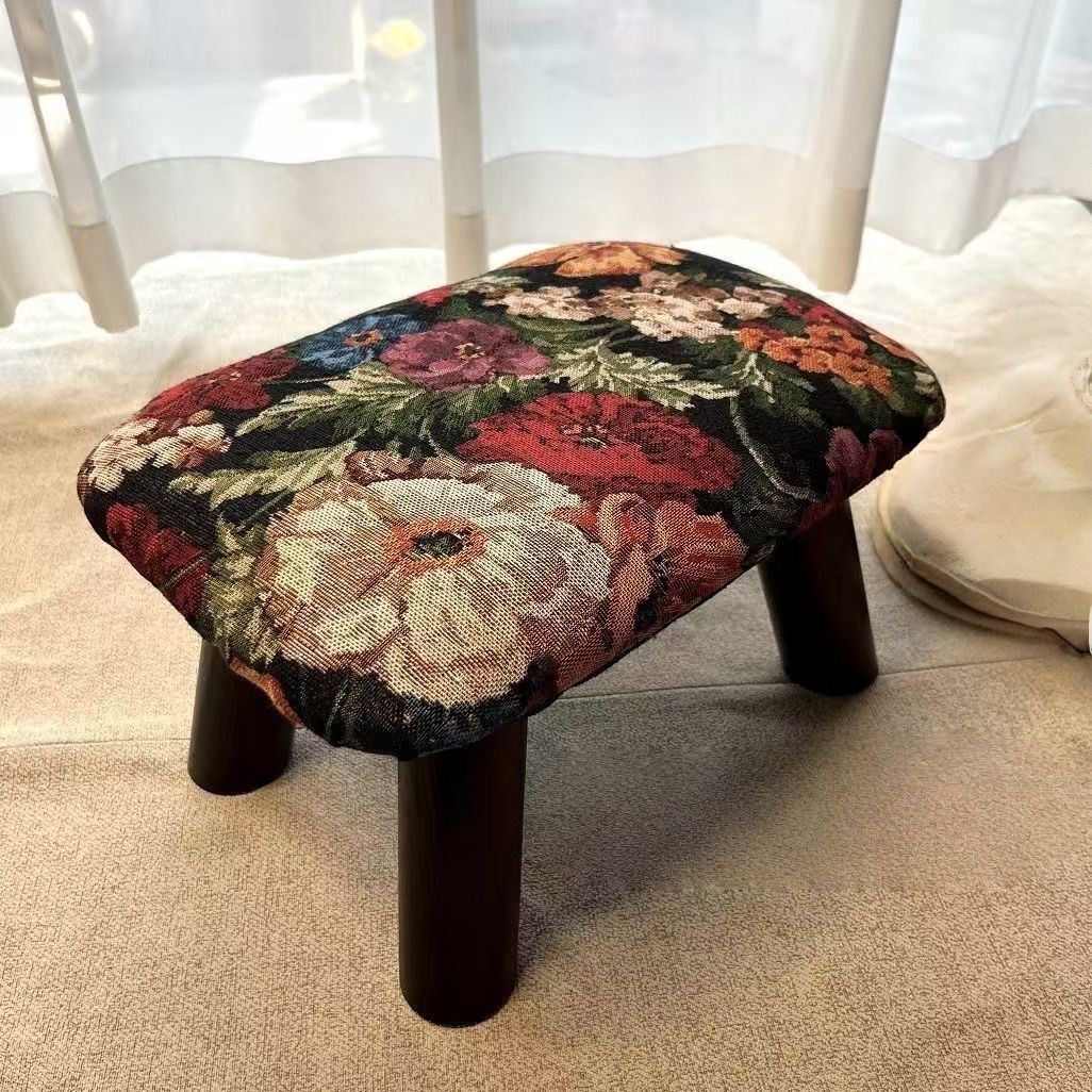 创意复古矮凳花朵凳方凳板凳家用入户门客厅矮凳茶几换鞋沙发凳子
