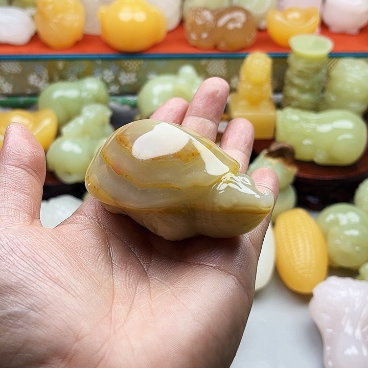 *****石材甲鱼手把摆件