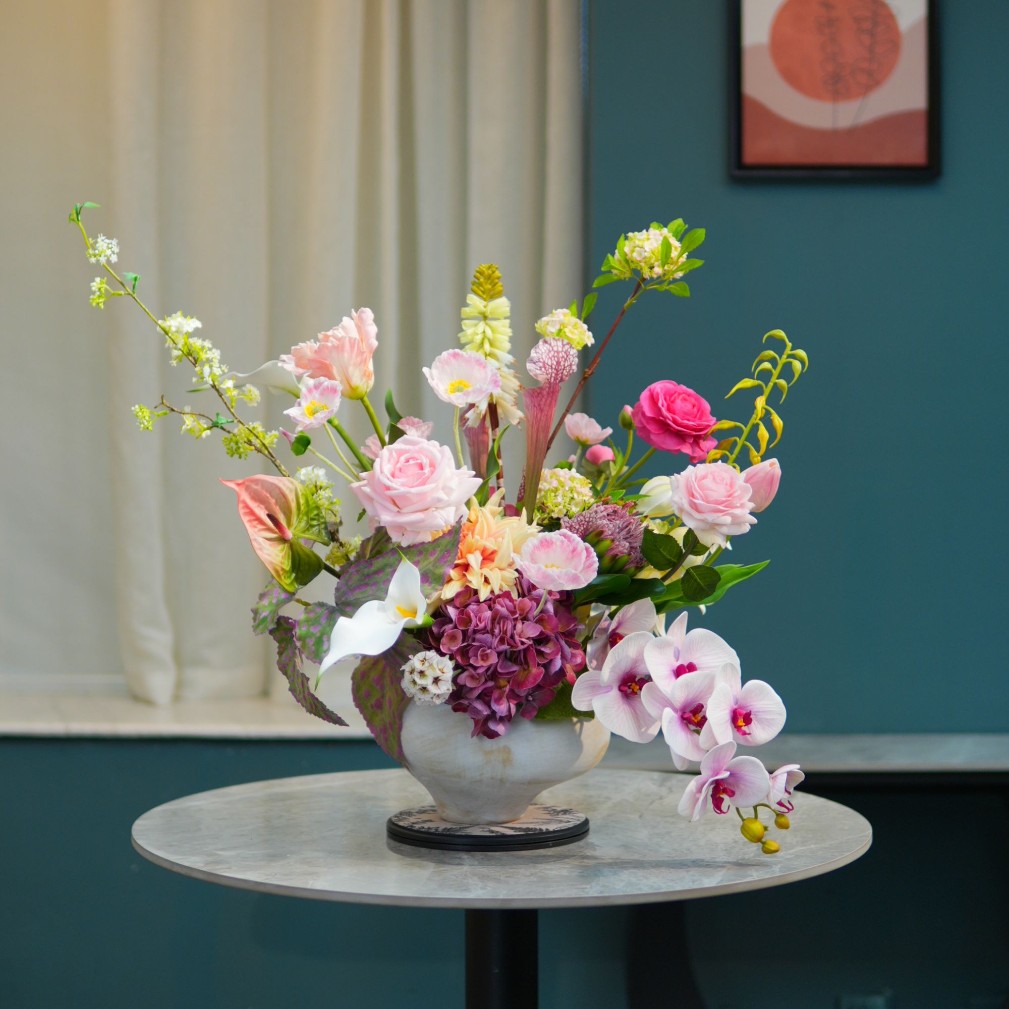 惜春 粉绿色奶油风温馨治愈色系花束 餐桌花玄关花