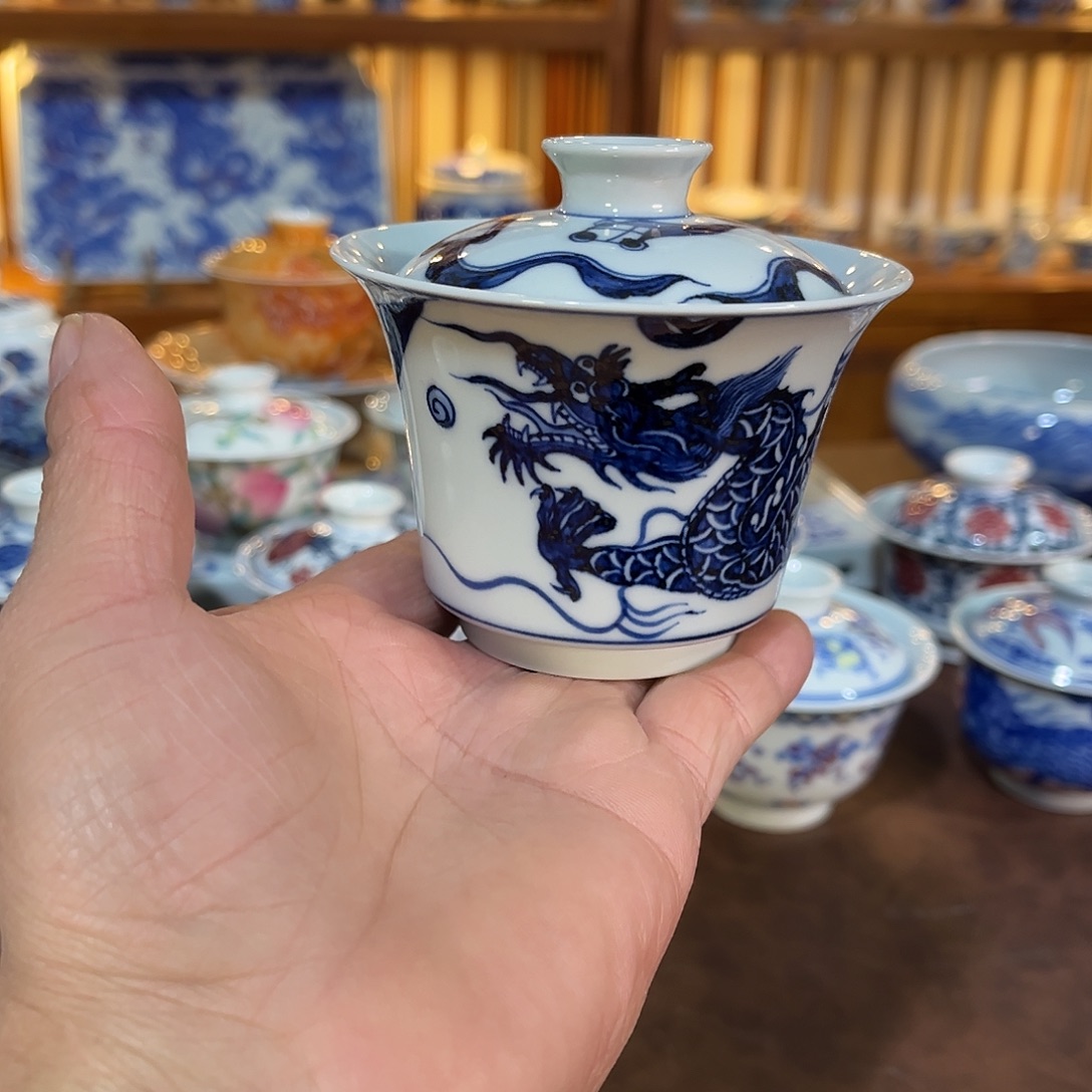 錡镇堂手工手绘盖碗