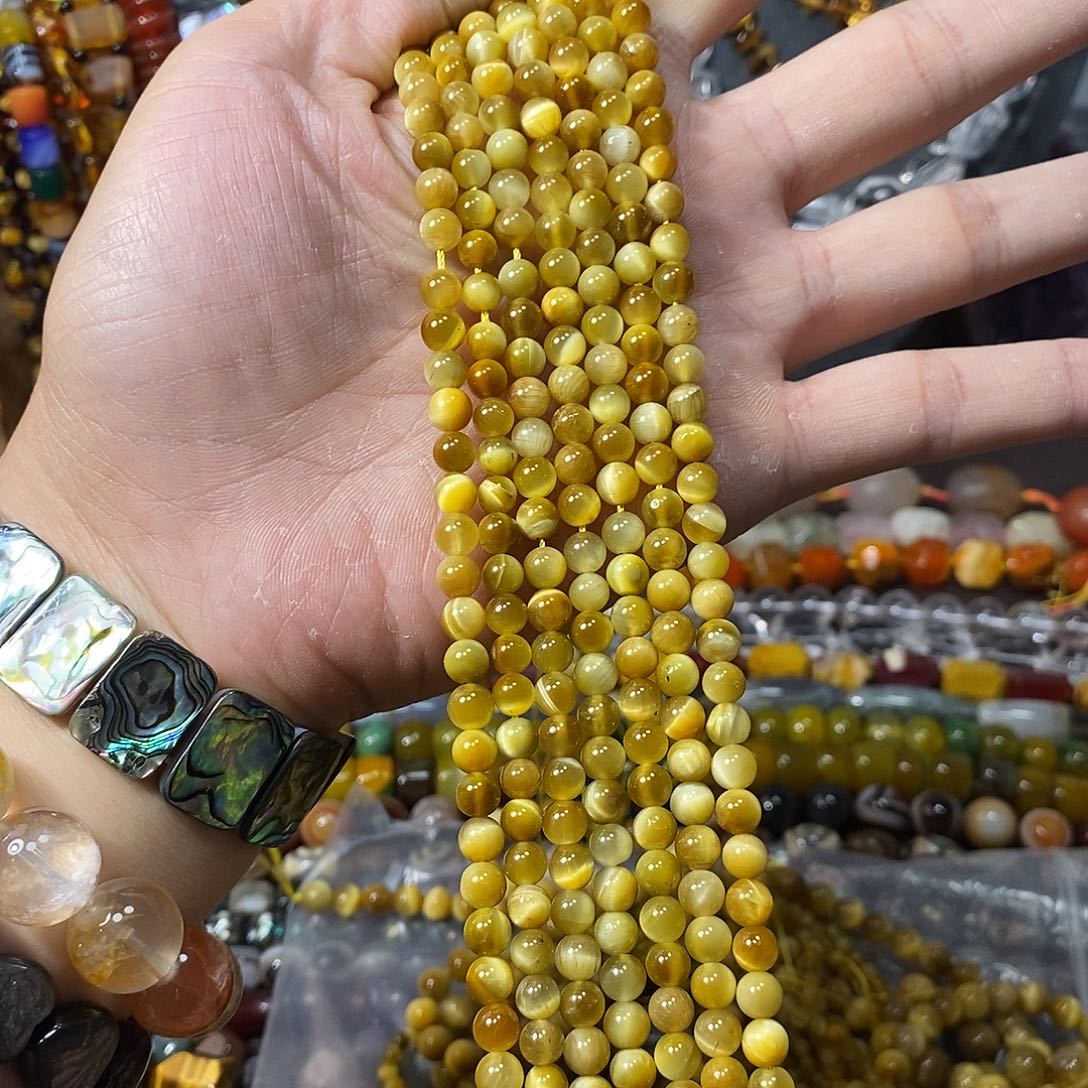 石英质玉未镶嵌，A品金虎眼6mm，