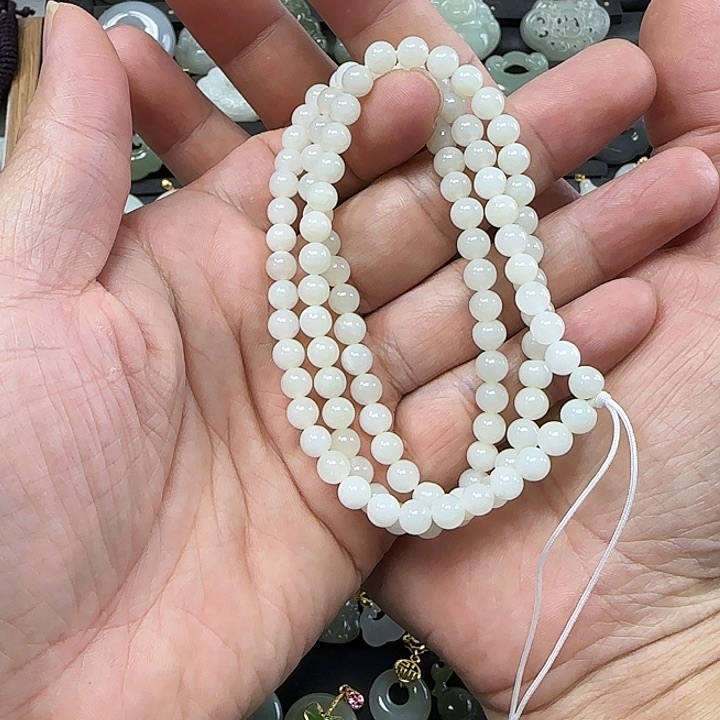和田玉手链未镶嵌6毫米的直径108颗
