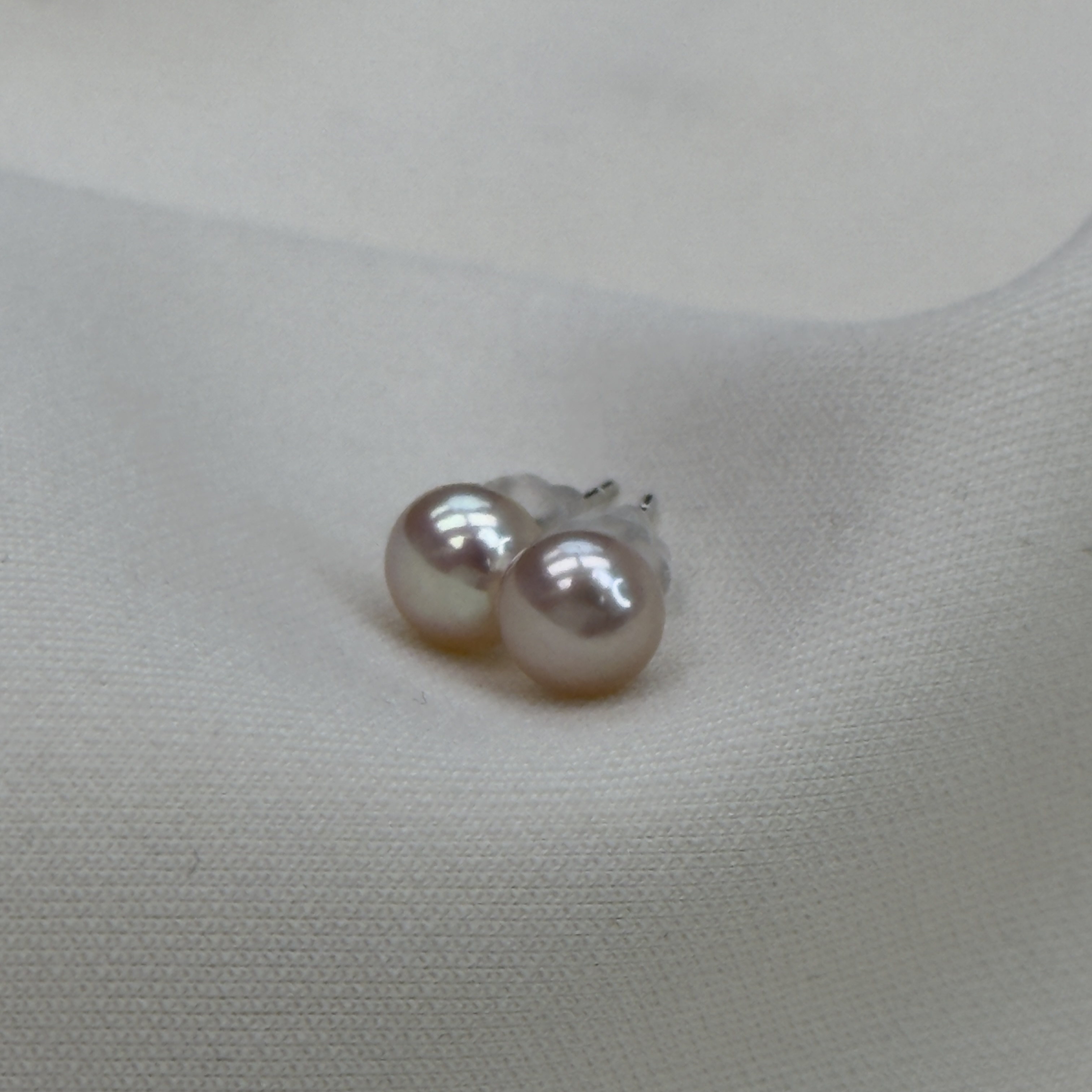 TE205【亏米福利】天然淡水无核曼塔玫瑰珍珠耳钉6-7mm非基地发货