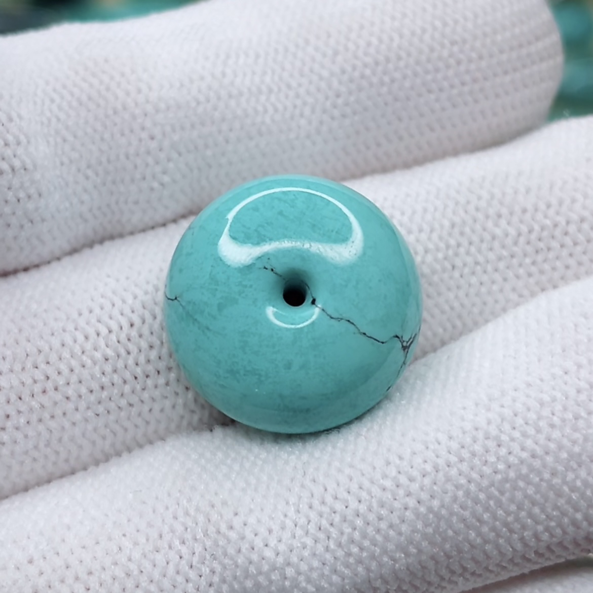 原矿高瓷无优化绿松石平安扣 直径17厚9mm重4.7克蓝绿干净面包圈