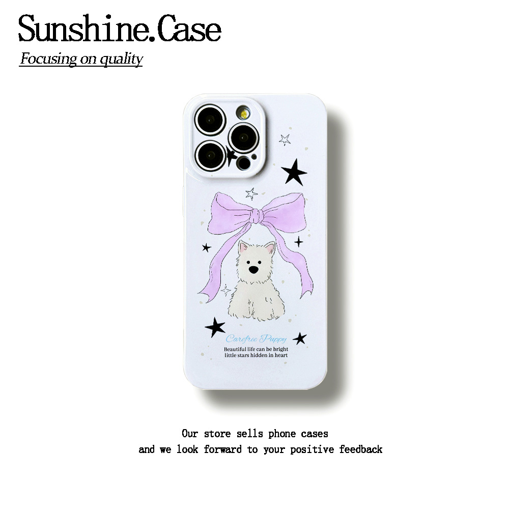 【番茄case专属】蝴蝶结小狗软壳适用苹果oppo华为vivo小米手机壳