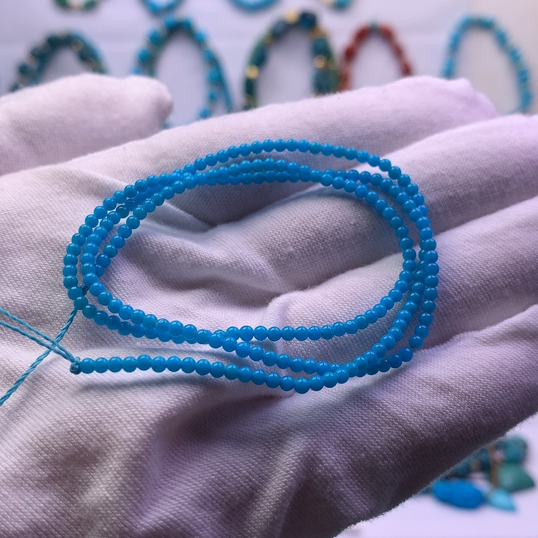 绿松石未镶嵌小米珠项链真好看