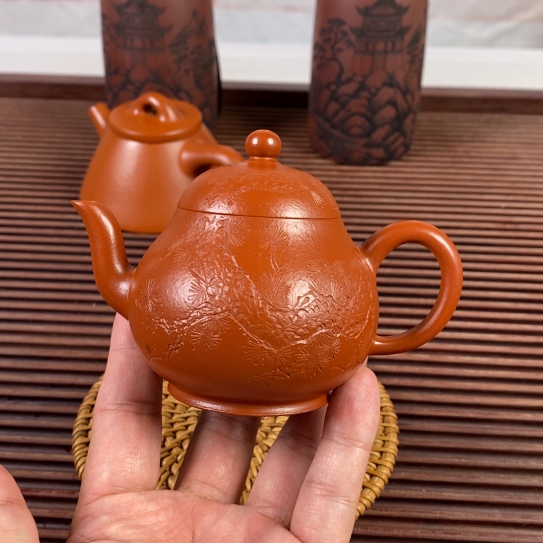 茶壶紫砂全手工赵庄朱泥的高梨150cc