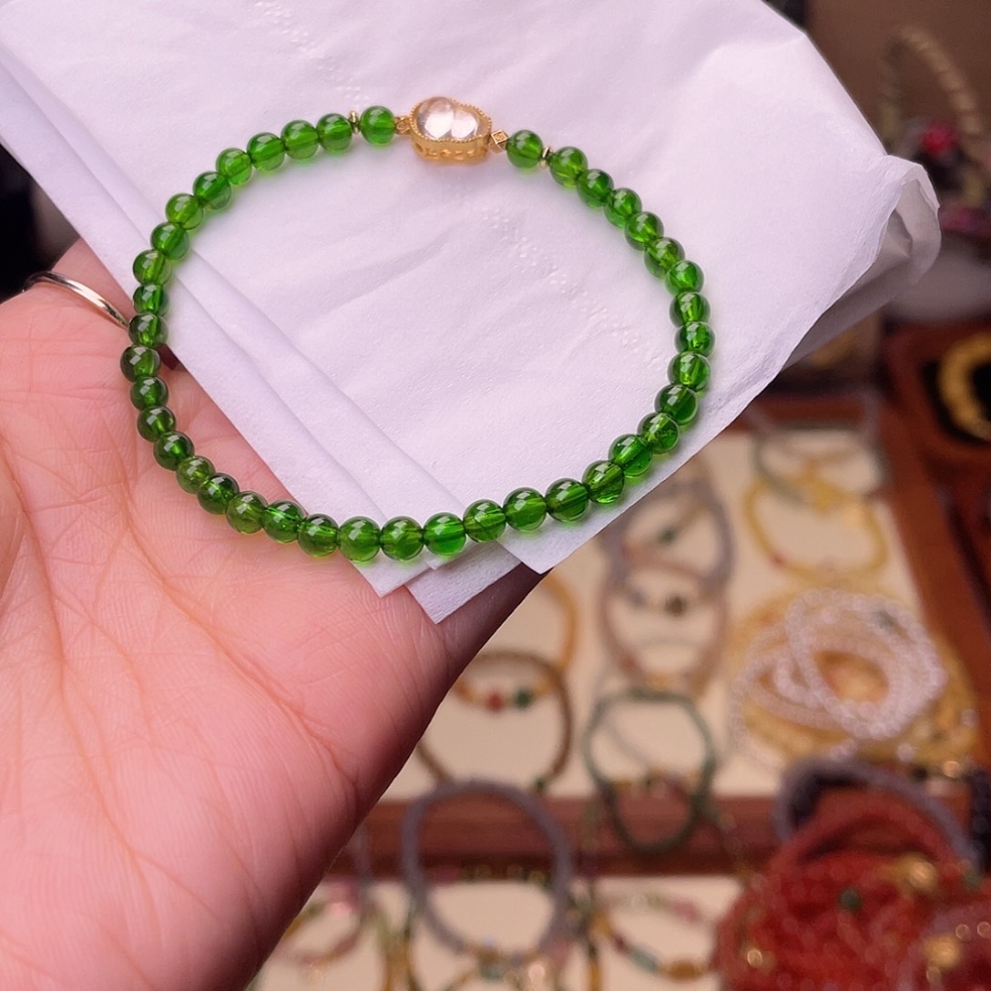 透辉石银S925镶嵌原创设计精心手作