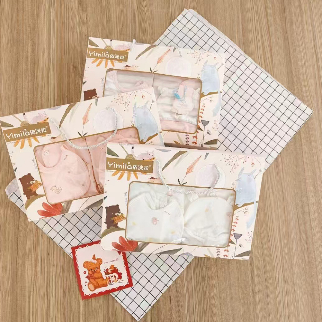 新生儿通用嘻哈风休闲单排扣风格婴儿礼盒服装A类5件套纯棉