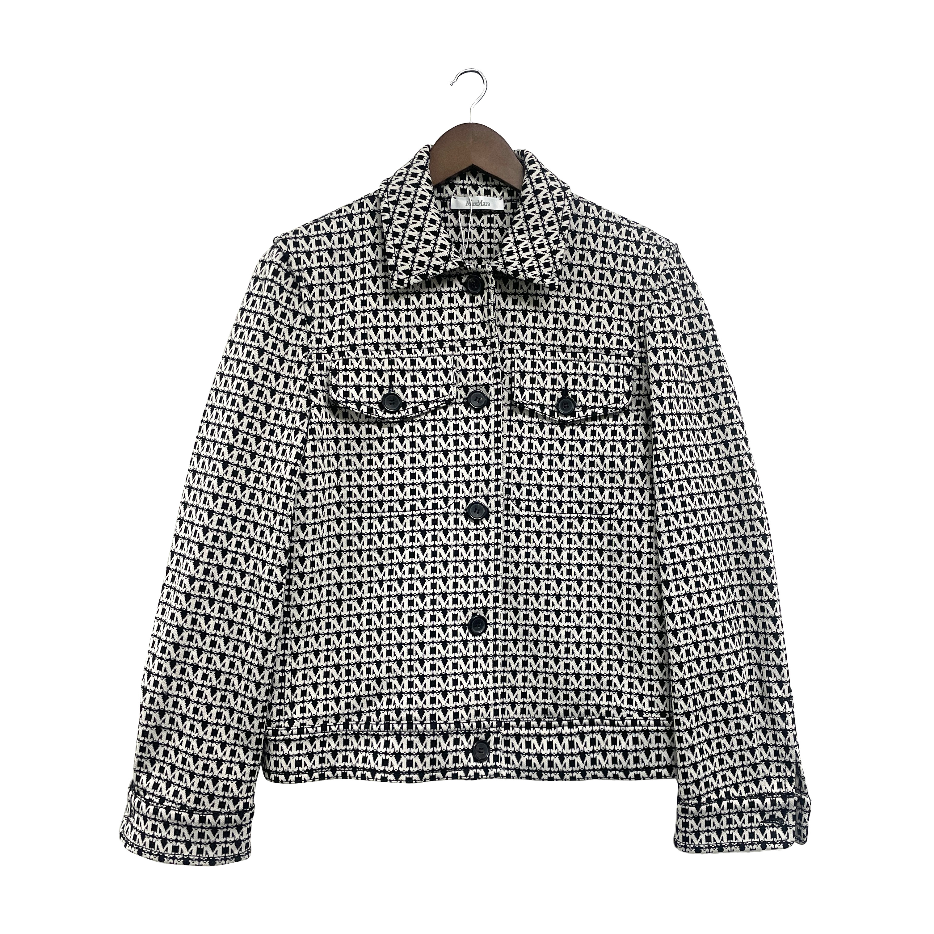 99新 MaxMara 青奢荟/170 92a/气质黑白M字母满印短裤外套//69249