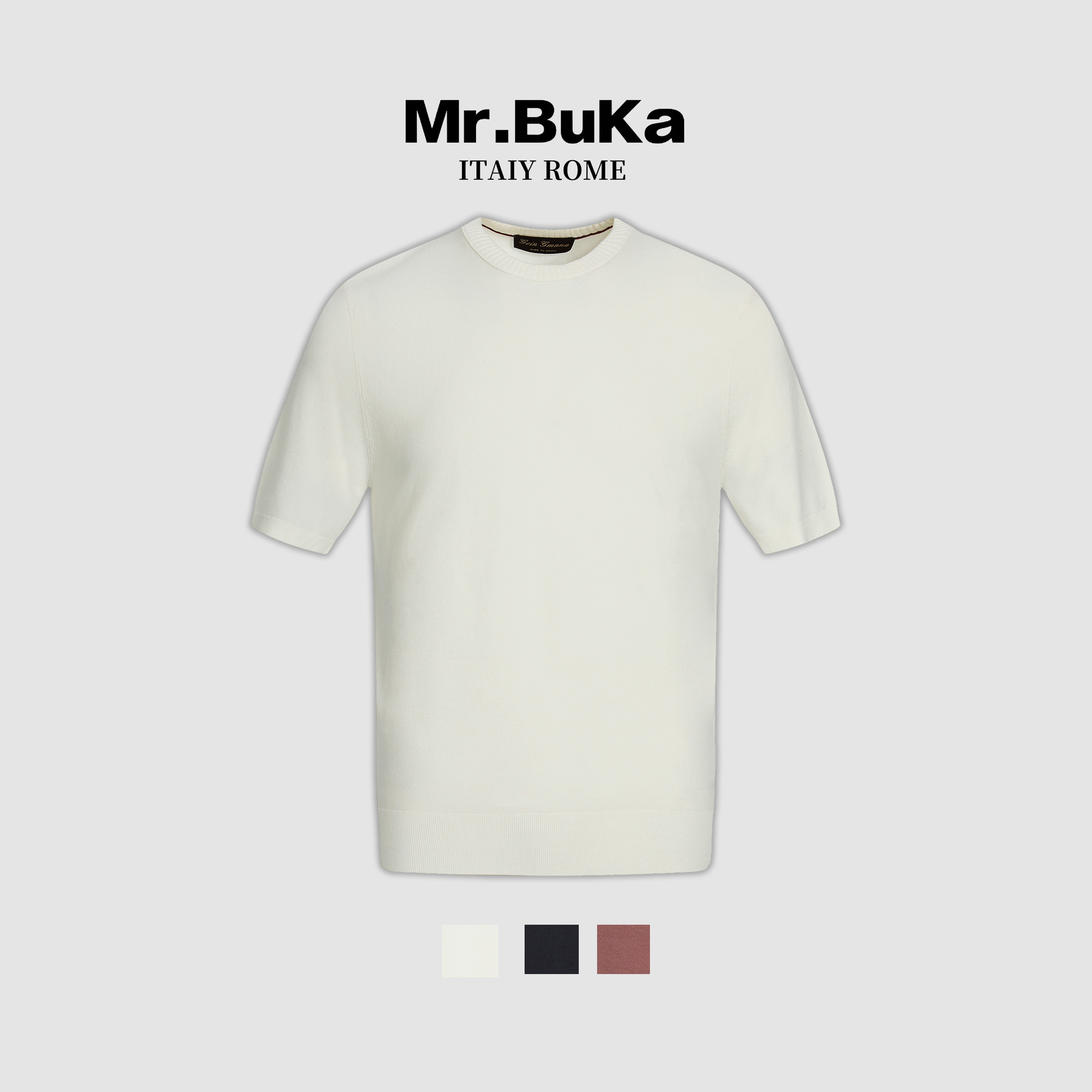 Mr.Buka『新贵高奢』25ss桑蚕丝纯色简约L-p家男士圆领短袖2535