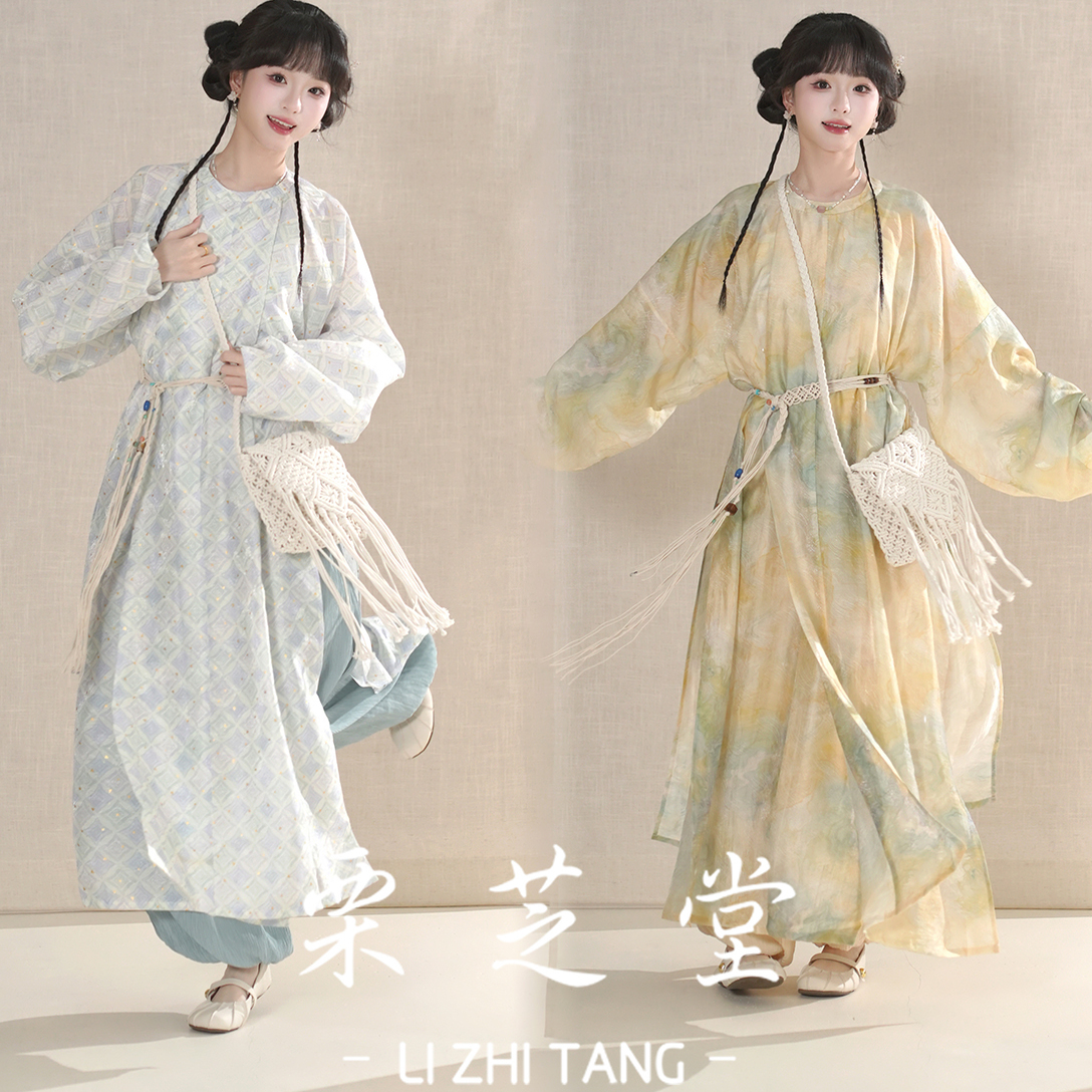 栗芝堂【梨蕊】改良夏季汉服套装圆领袍防晒服国风灯笼裤