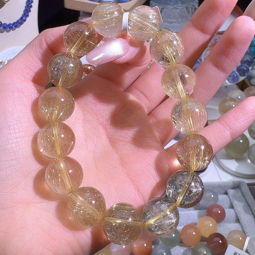 水晶手链未镶嵌天然巴西发金手串2