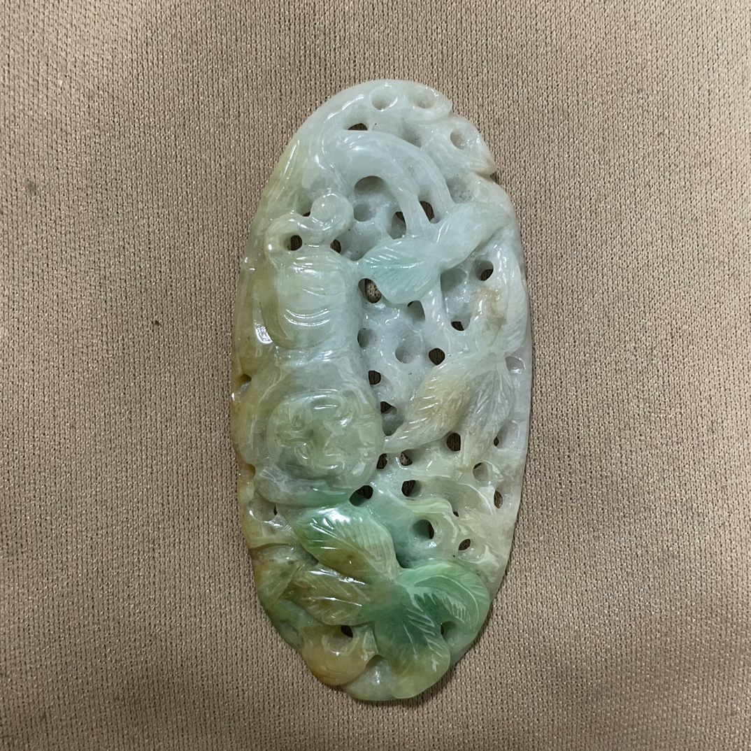 山水花鸟翡翠吊牌