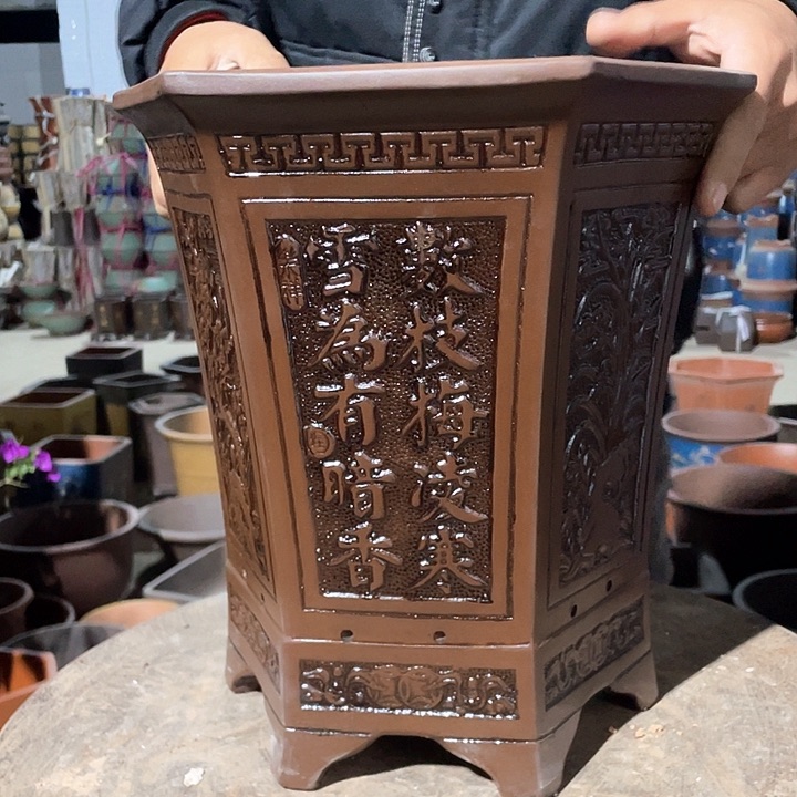 紫砂双线仿古六方32