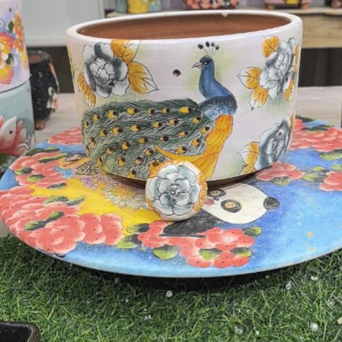 红泥花盆景德镇陶瓷